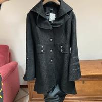 Cappotto in broccato nero Hearts & Rose taglia 44