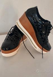 scarpe con zeppa e stringhe diamantique 