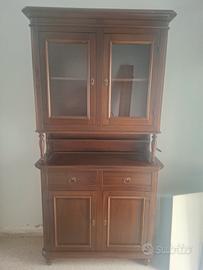 Credenza ,cristalliera,in legno massello con cred 
