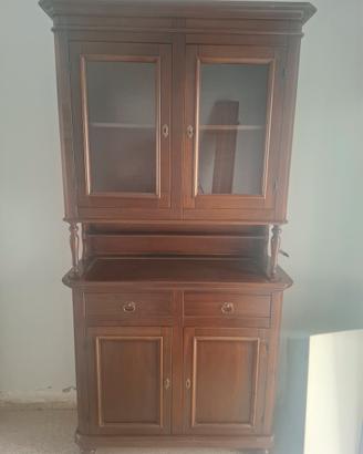 Credenza ,cristalliera,in legno massello con cred 
