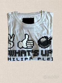 Philipp Plein T-Shirt Bianca Pixel Art taglia M