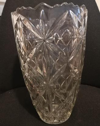 Vaso in vetro pressato art decò altezza 30 cm