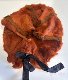 Collo in vera pelliccia di lapin rosso ramato con