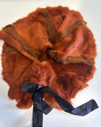 Collo in vera pelliccia di lapin rosso ramato con