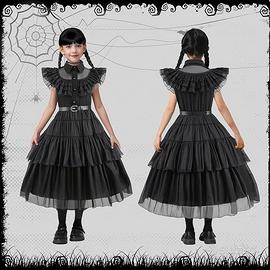 Costume Cosplay carnevale Mercoledi' Addams 140 cm