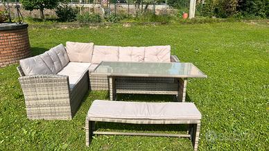 Set da giardino con tavolo in vetro