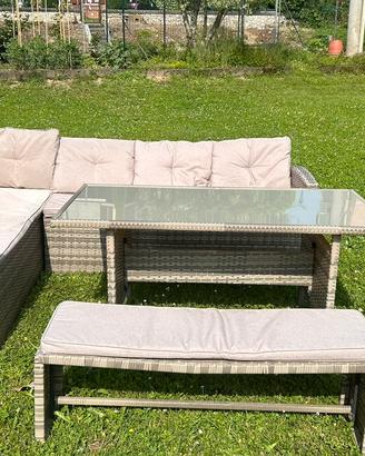Set da giardino con tavolo in vetro