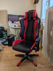 Sedia Gaming Nera/Rossa Cuscino Regolabile