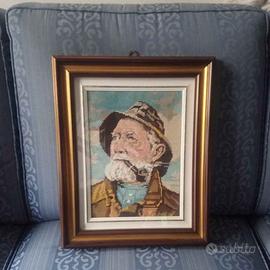 Quadro punto croce e ricamo cornice legno e vetro