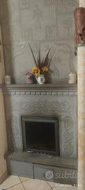 caminetto in pietra lavorato a mano