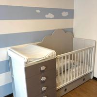 Lettino/culla trasformabile ROS 120x70 - nuvole