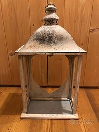 Lanterna Grande Shabby Chic Cuore 63cm Legno Metal