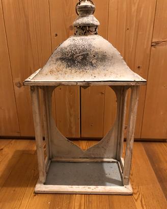 Lanterna Grande Shabby Chic Cuore 63cm Legno Metal