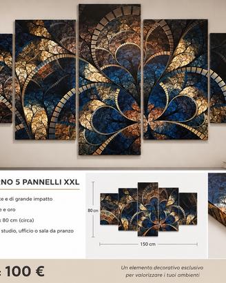 Quadro moderno formato da 5 pannelli XXL