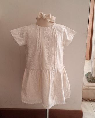 Set ZARA:Abito Panna in Pizzo Sangallo + Fascia 