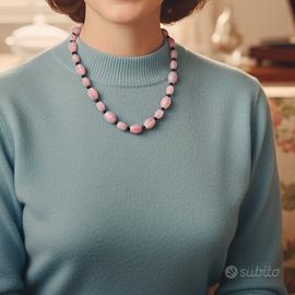Collana vintage rosa e nero