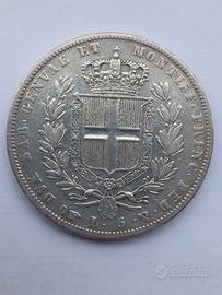 Moneta 5 lire Carlo Alberto 1835