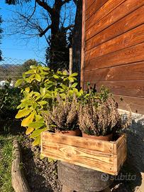 Fioriera in legno artigianale effetto bruciato