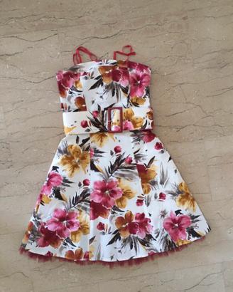 Abito corto fiori gonna tulle vintage