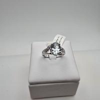 Anello Oro Bianco, Acquamarina e Diamanti Naturali