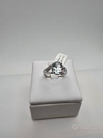 Anello Oro Bianco, Acquamarina e Diamanti Naturali