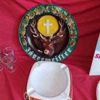 Raro Piatto e portacenere d'epoca  Jägermeister