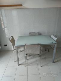 Tavolo moderno Calligaris acciaio e vetro ,4 sedie