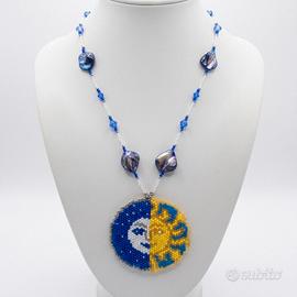 Collana lunga Boho Chakra Ciondolo Sole Luna