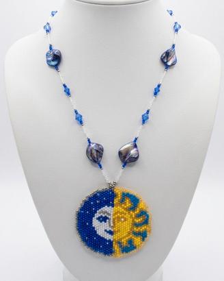 Collana lunga Boho Chakra Ciondolo Sole Luna