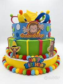TORTA SCENOGRAFICA FINTA TEMA CURIOUS GEORGE 