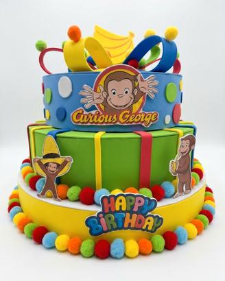 TORTA SCENOGRAFICA FINTA TEMA CURIOUS GEORGE 