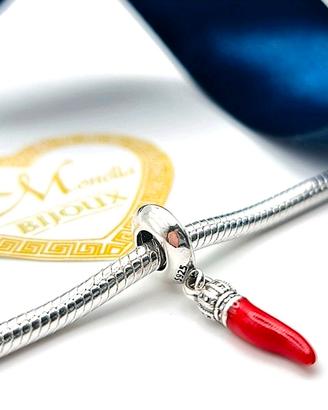 CHARM ARGENTO 925 Cornicello Rosso Modello Pandora