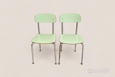 Coppia sedie anni '60 Formica verde italiane