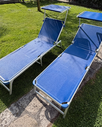 2 Lettini prendisole pieghevoli con parasole