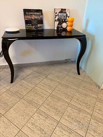 Tavolo / Consolle da parete in vetro nero lucido