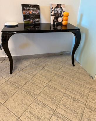 Tavolo / Consolle da parete in vetro nero lucido