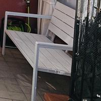 Panchina telaio acciaio seduta in resina bianca