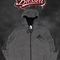 Felpa Adidas grigia con cappuccio XL