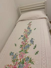 Letto singolo + coperta dipinta a mano