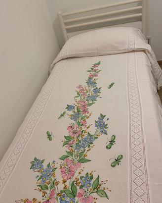 Letto singolo + coperta dipinta a mano