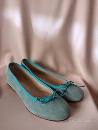 Scarpe ballerine basse camoscio Italia turchese
