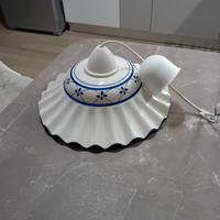 Lampadario in ceramica bianco blu