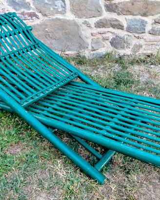 Sdraio verde vintage in bamboo esterno giardino 