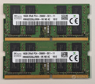 RAM laptop DDR4 SODIMM 2x16 GB 2666MHz - TOT 32GB