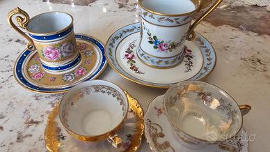 Lotto 4 Tazzine da Collezione Vintage in Porcellan