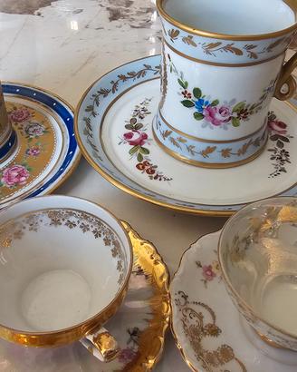 Lotto 4 Tazzine da Collezione Vintage in Porcellan