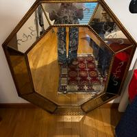 Specchio ottagonale vintage con cornice dorata