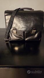 Borsa da lavoro pelle e tessuto colore nero