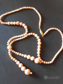Collana Girocollo corallo rosa 18kt anni 50