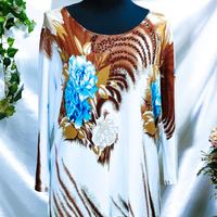 Blusa donna azzurra maglia maniche 3/4 viscosa - L